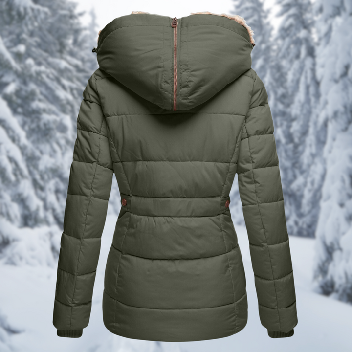 Warme Damen Winterjacke mit Fellkapuze (2)