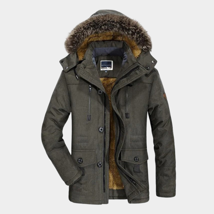 Warme Herren Jacke mit Kapuze für Herbst in Grau