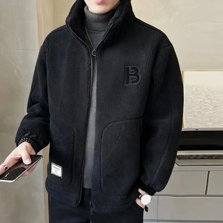 Warme Winterjacke für Herren aus Fleece in Schwarz