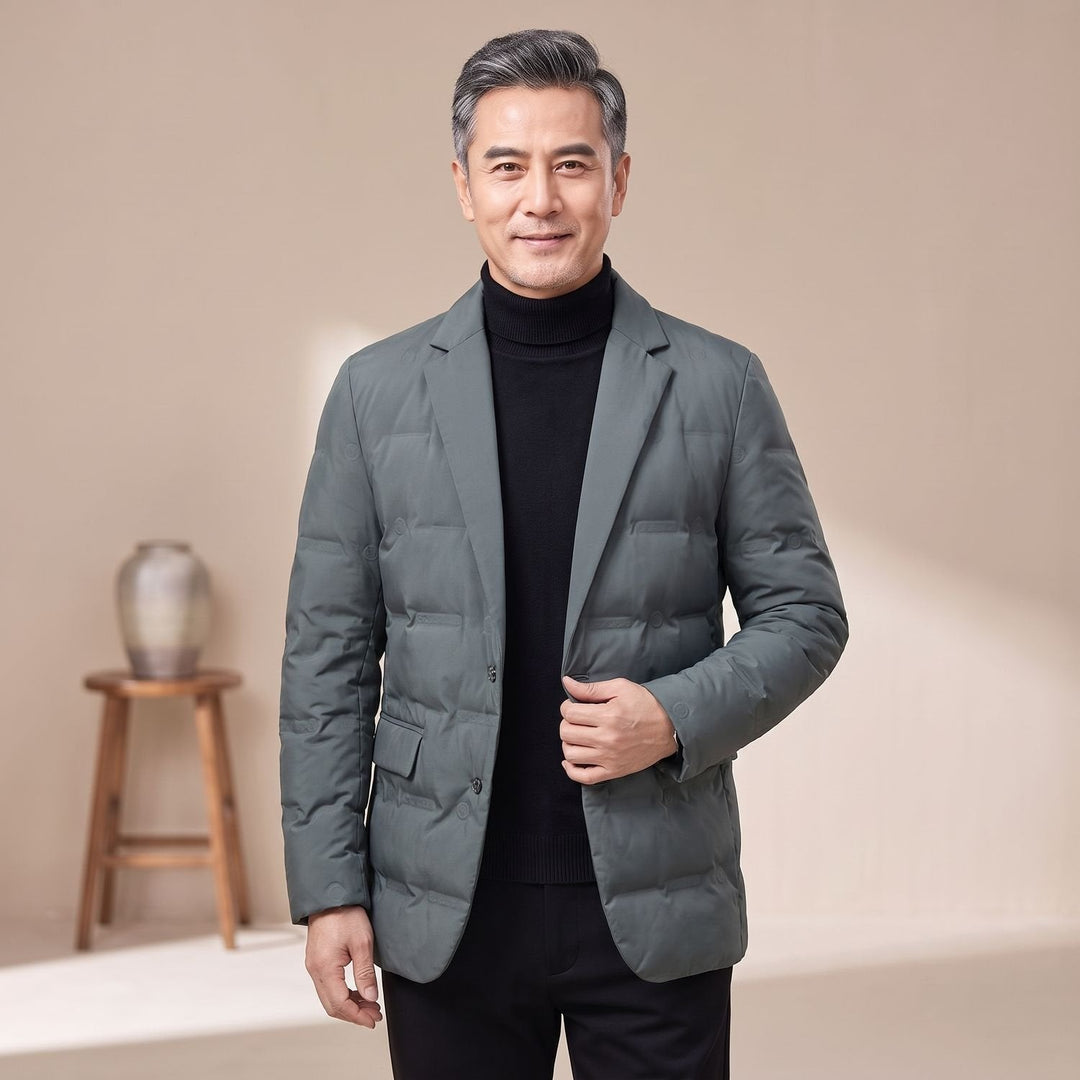 Warme Winterjacke für Herren im Blazer-Look in Grün