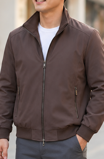 Warme Winterjacke für Herren im Harrington-Stil in Kaffee