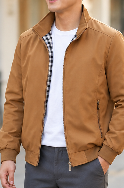 Warme Winterjacke für Herren im Harrington-Stil in Khaki