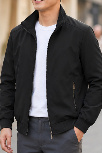 Warme Winterjacke für Herren im Harrington-Stil in Schwarz