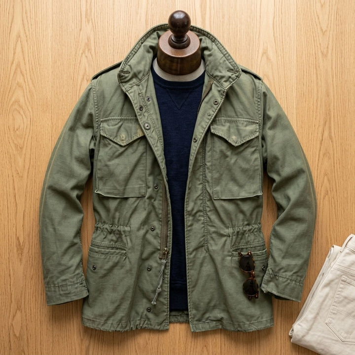 Warme Winterjacke für Herren im Vintage-M65-Stil in Grün