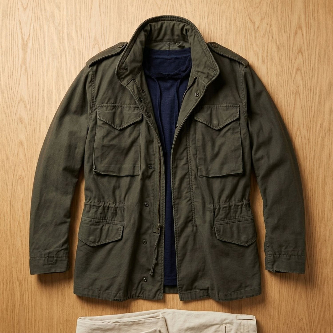 Warme Winterjacke für Herren im Vintage-M65-Stil in Schwarz 1