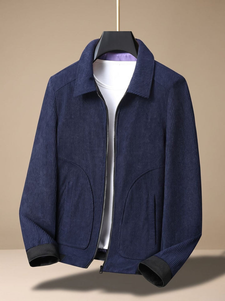 Warme Winterjacke Herren im zeitlosen Kordsamt in Blau