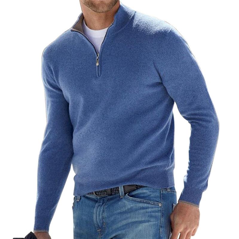 Warmer Herren-Pullover mit Reißverschluss in Blau
