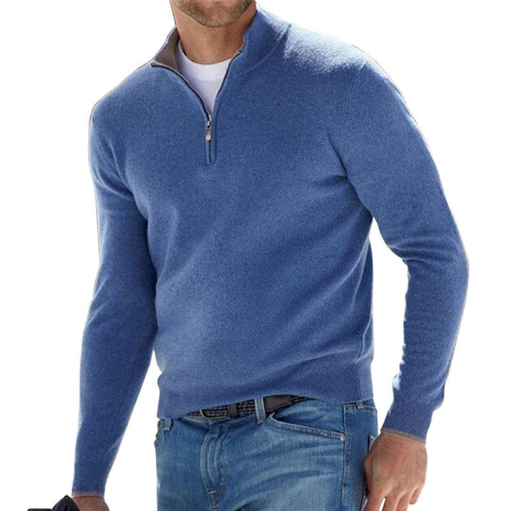 Warmer Herren-Pullover mit Reißverschluss in Blau
