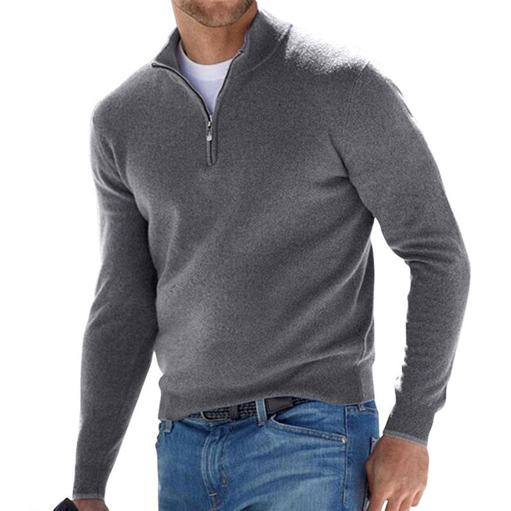 Warmer Herren-Pullover mit Reißverschluss in Grau