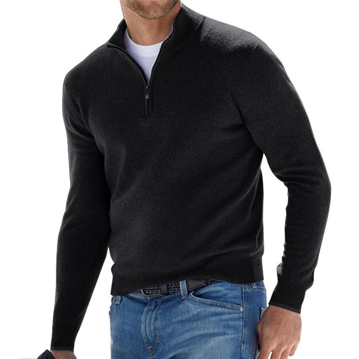 Warmer Herren-Pullover mit Reißverschluss in Schwarz