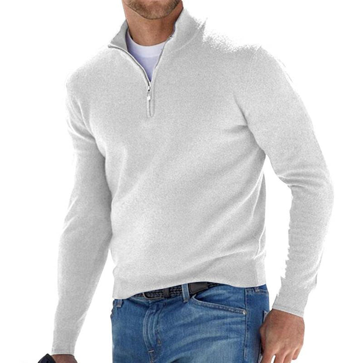 Warmer Herren-Pullover mit Reißverschluss in Weiß
