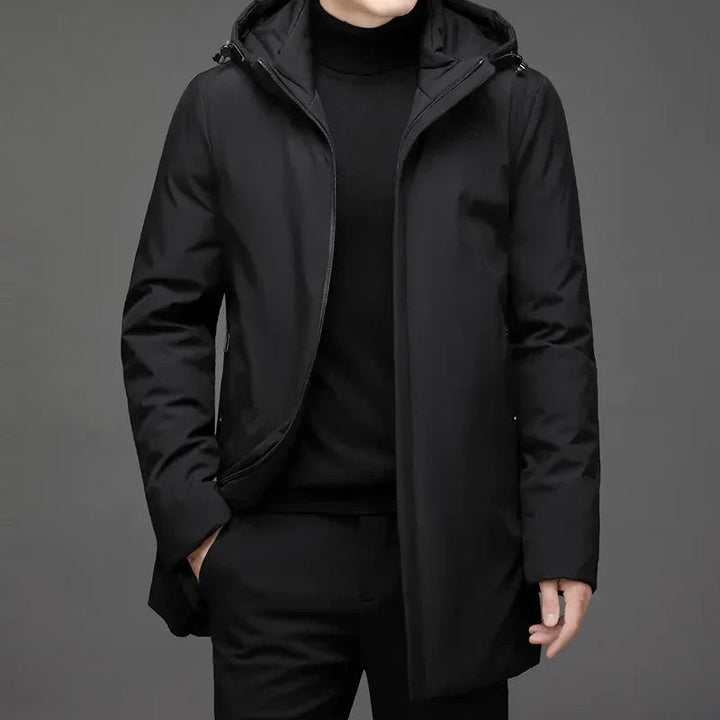 Wasserdichte Herren Winterjacke Kapuze in Schwarz