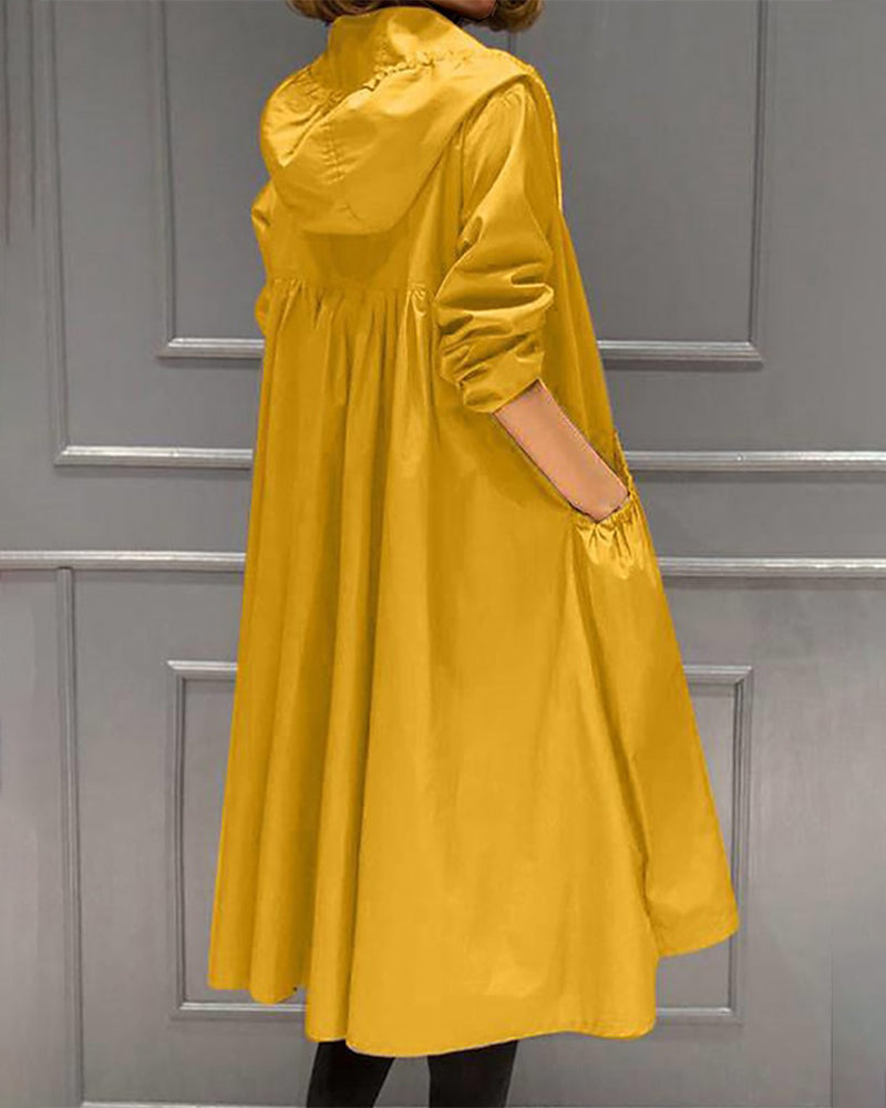 Wasserdichter Langer Trenchcoat Für Damen in Gelb