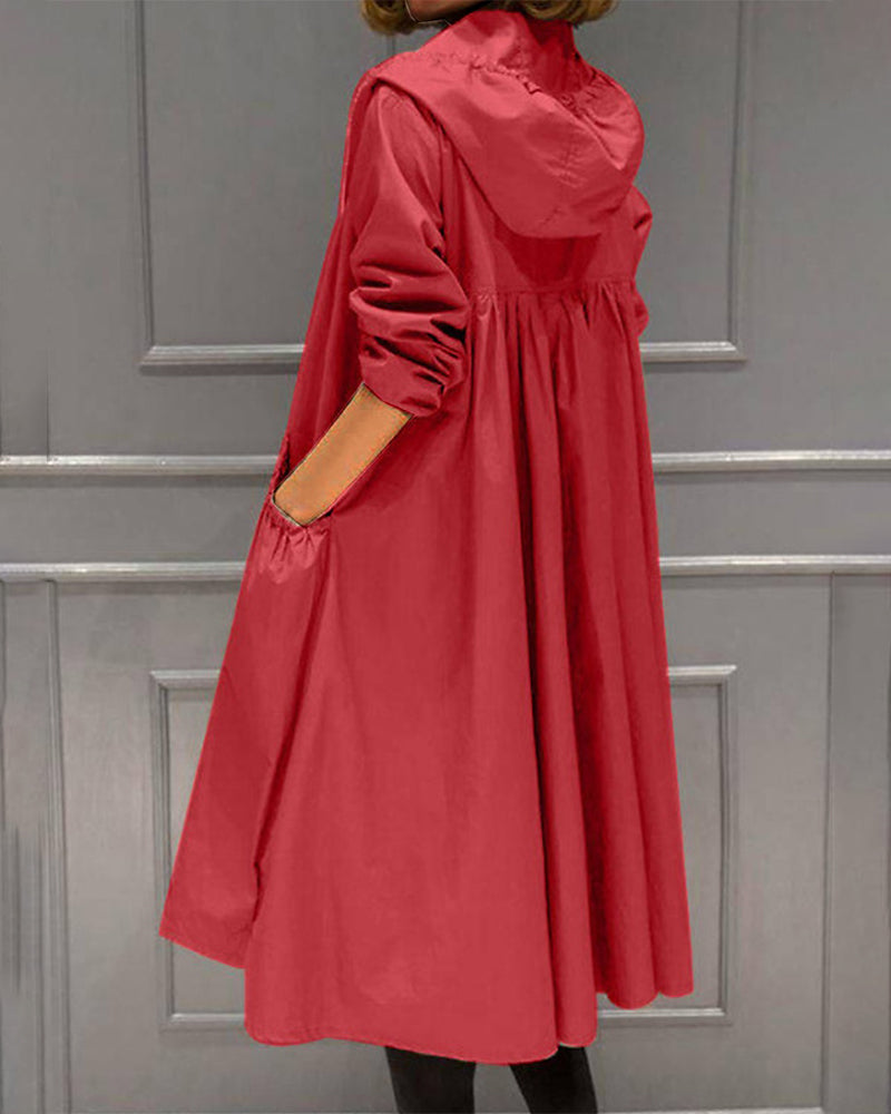 Wasserdichter Langer Trenchcoat Für Damen in Rot
