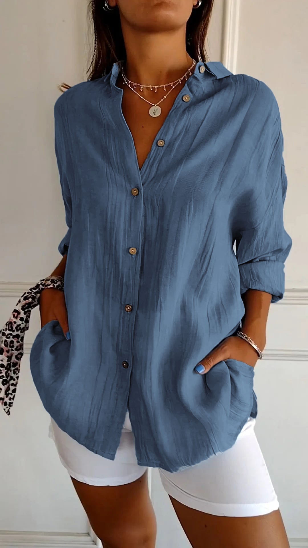 Weiche Fließende Bluse in Marineblau