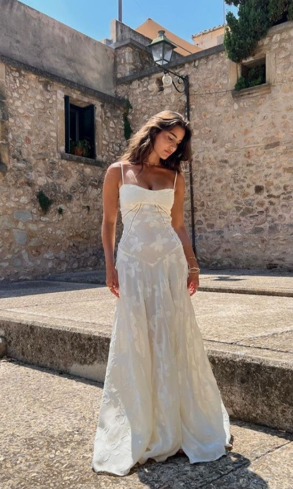 Weißes trendiges Maxi-Sommerkleid Wedding guest in Weiß 1