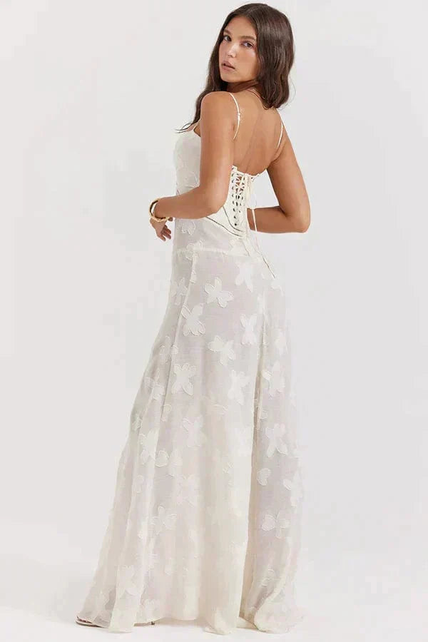 Weißes trendiges Maxi-Sommerkleid Wedding guest in Weiß 4