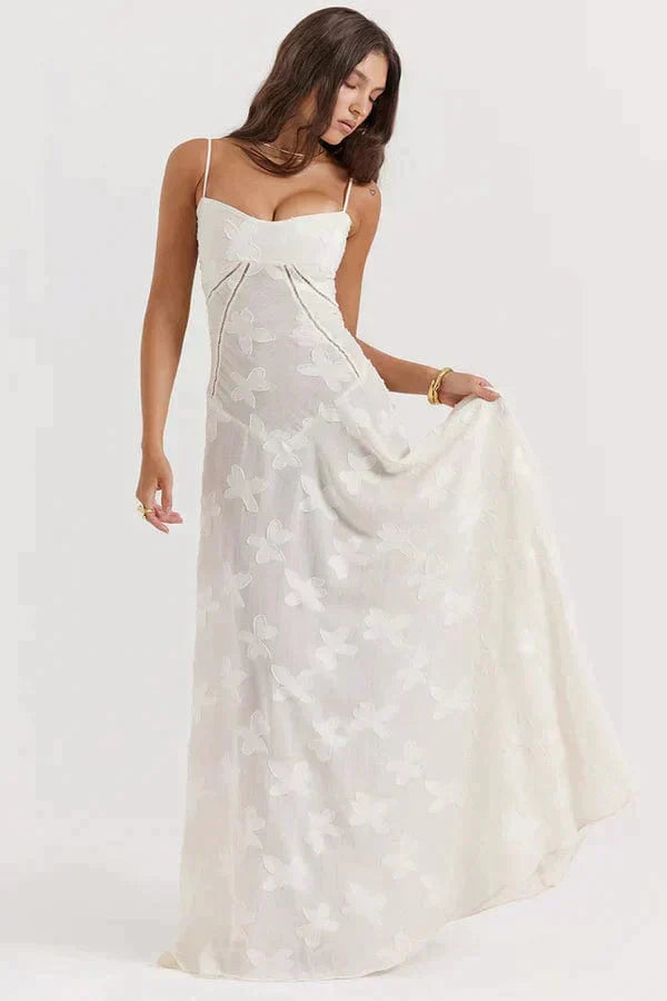 Weißes trendiges Maxi-Sommerkleid Wedding guest in Weiß 6
