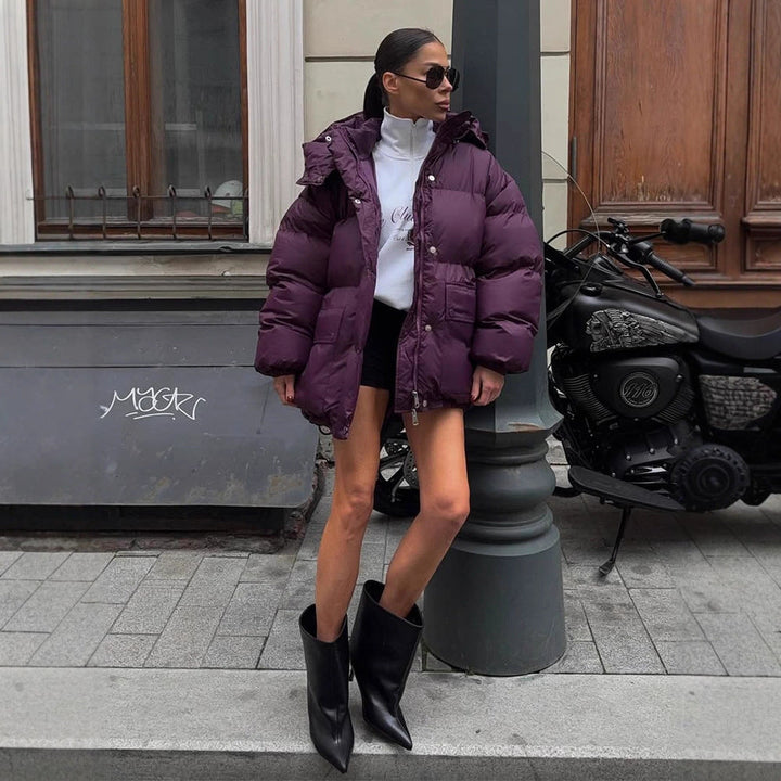 Winterjacke Damen im Oversize-Stil mit großer Kapuze (2)