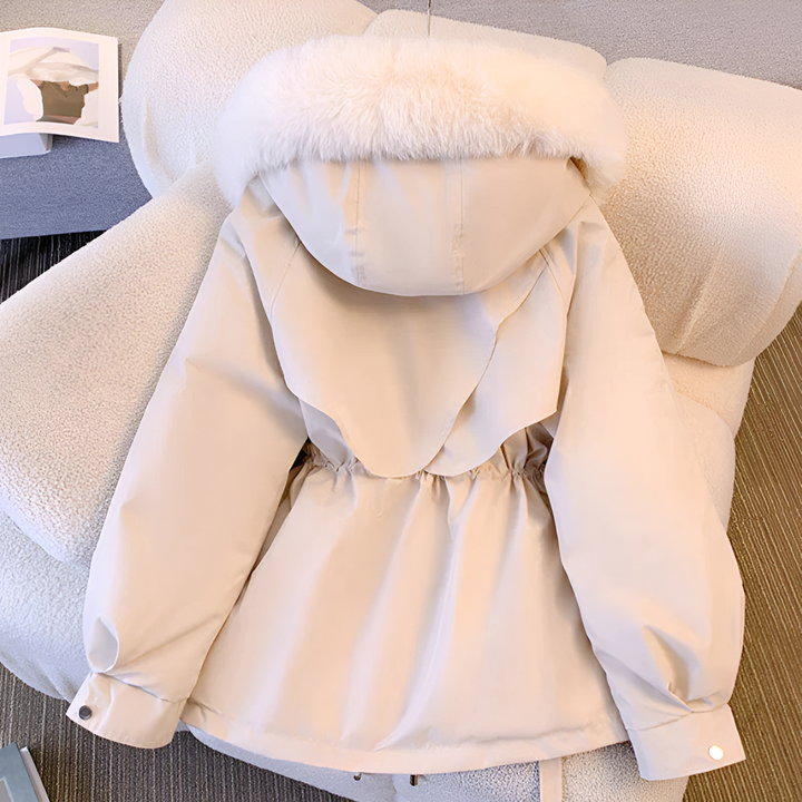 Winterjacke Damen mit Kunstpelzkragen und Zugband (2)