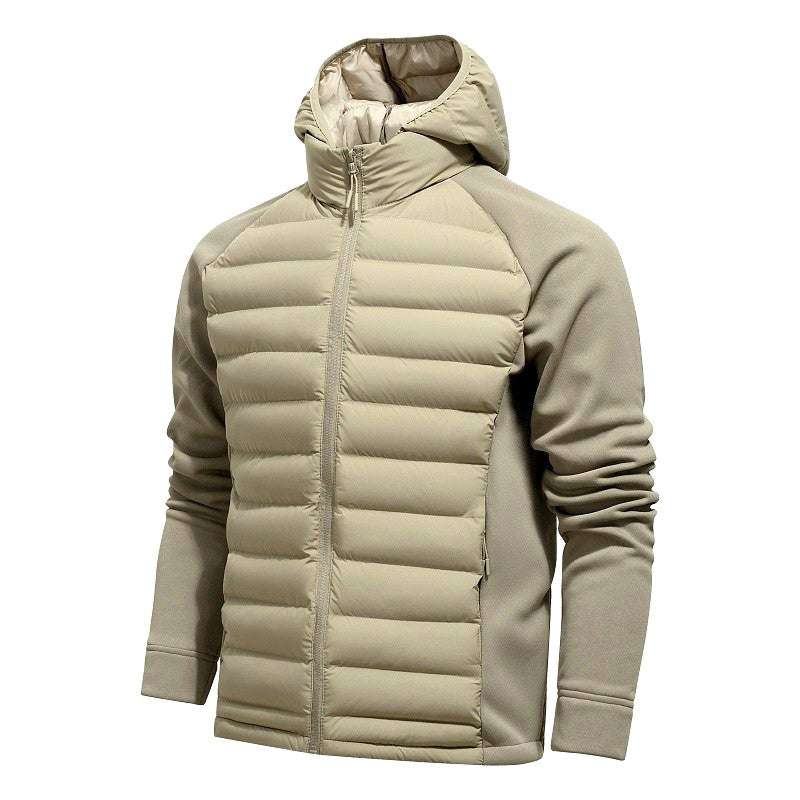 Winterjacke Damen mit Strickeinsätzen und Kapuze in Khaki