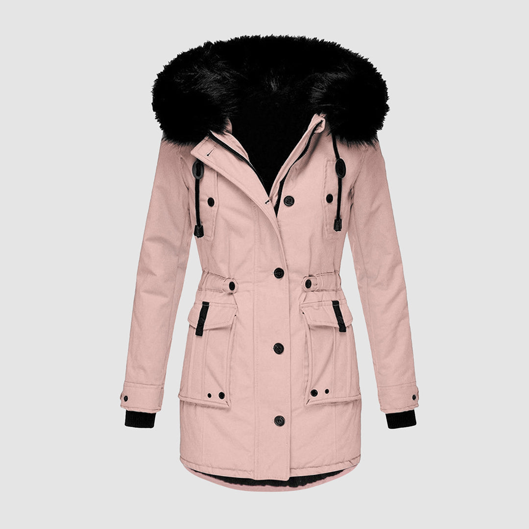 Winterjacke Damen modern gesteppt mit Kapuze in Rosa 1