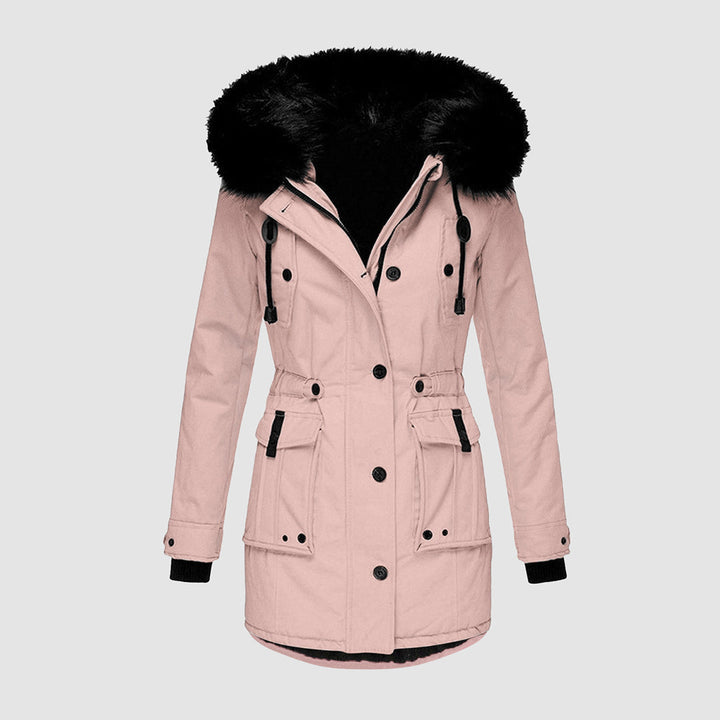 Winterjacke Damen modern gesteppt mit Kapuze in Rosa 1