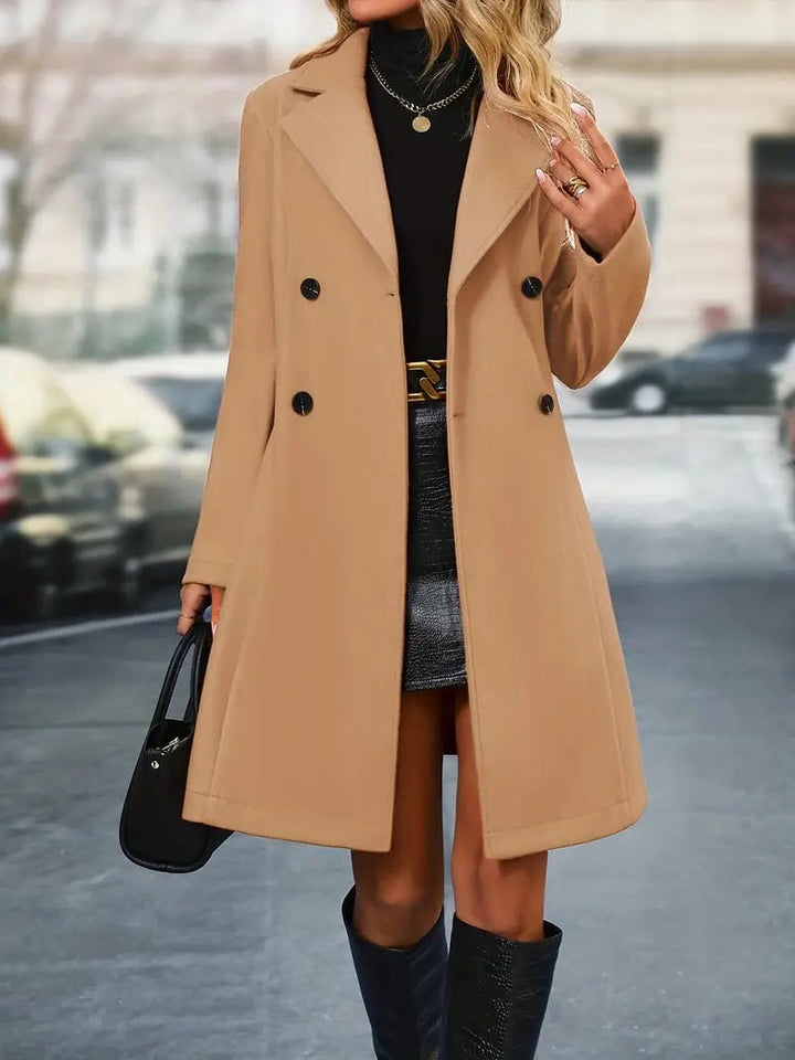 Winterjacke Damen Zweireiher lang Klassischer Schnitt in Rot 5
