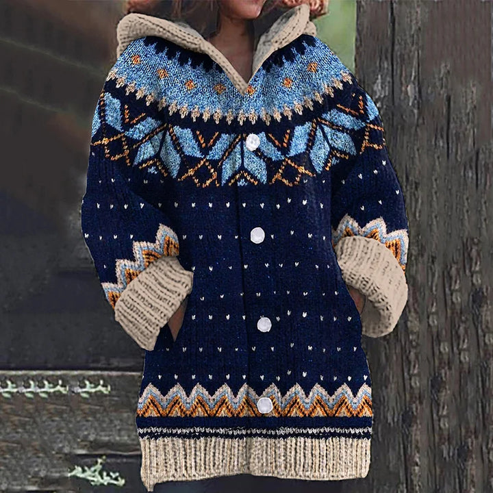 Wollstrickjacke für Damen im klassischen Stil in Blau