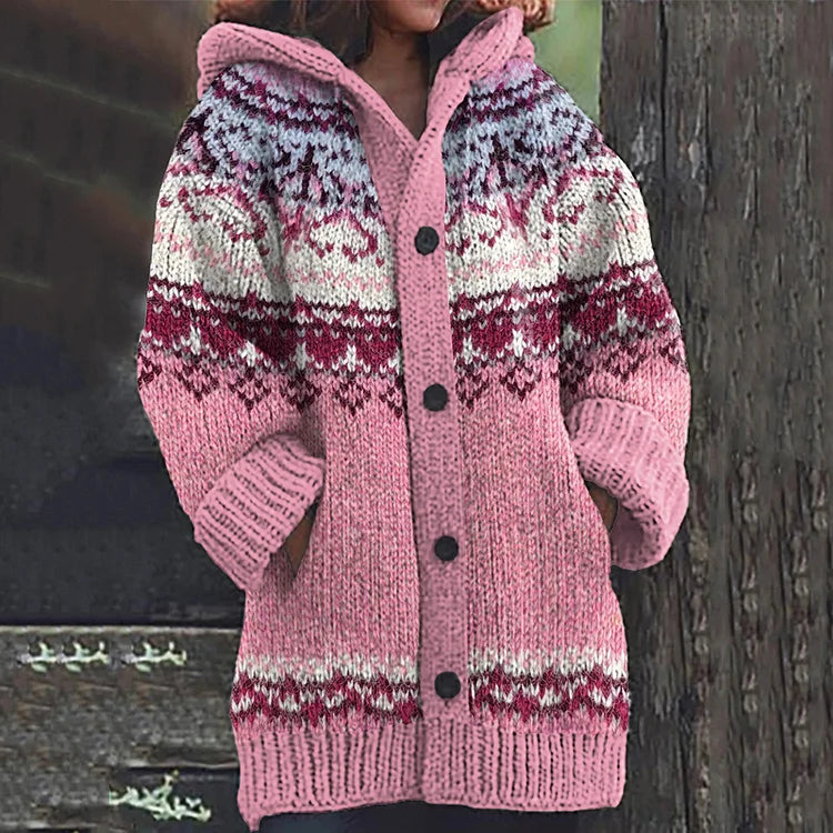 Wollstrickjacke für Damen im klassischen Stil in Rosa