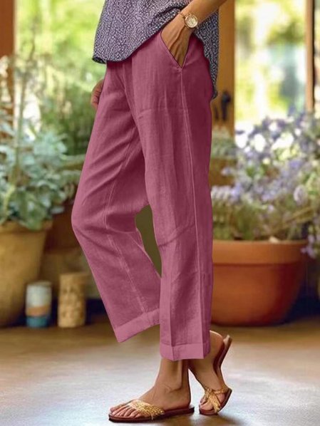 Mia Leinenhose mit schmalem Schnitt und Umschlagbund foto 5