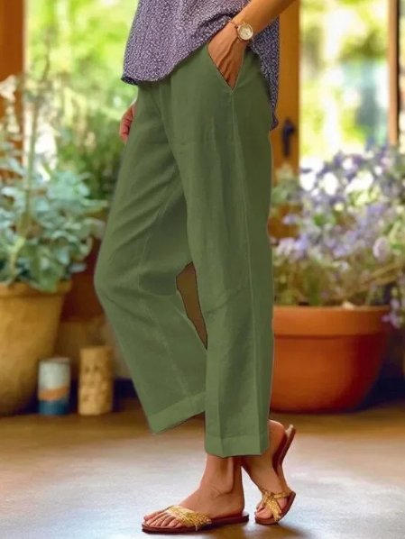 Mia Leinenhose mit schmalem Schnitt und Umschlagbund foto 6