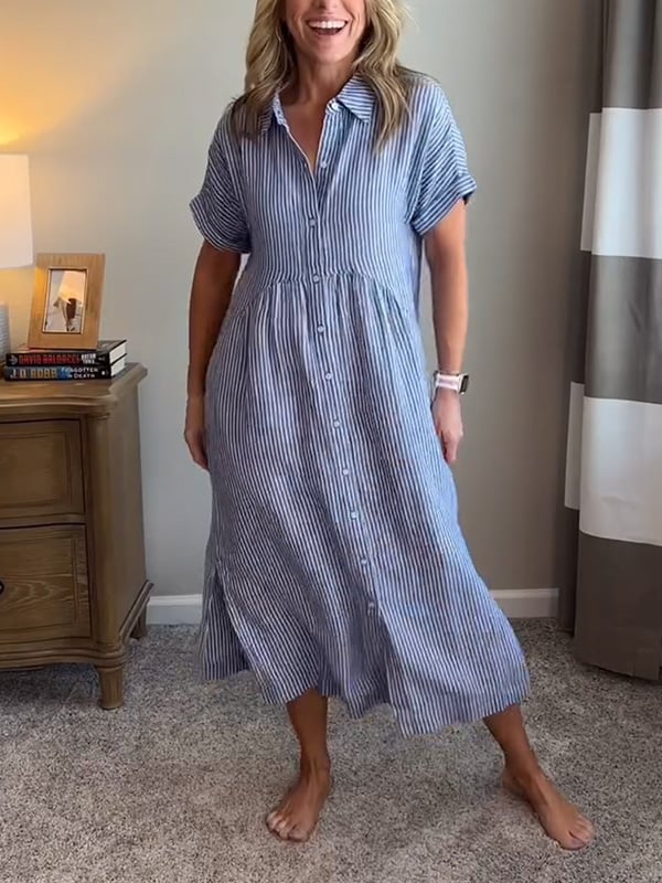Women’s Striped Button Front Midi (11)