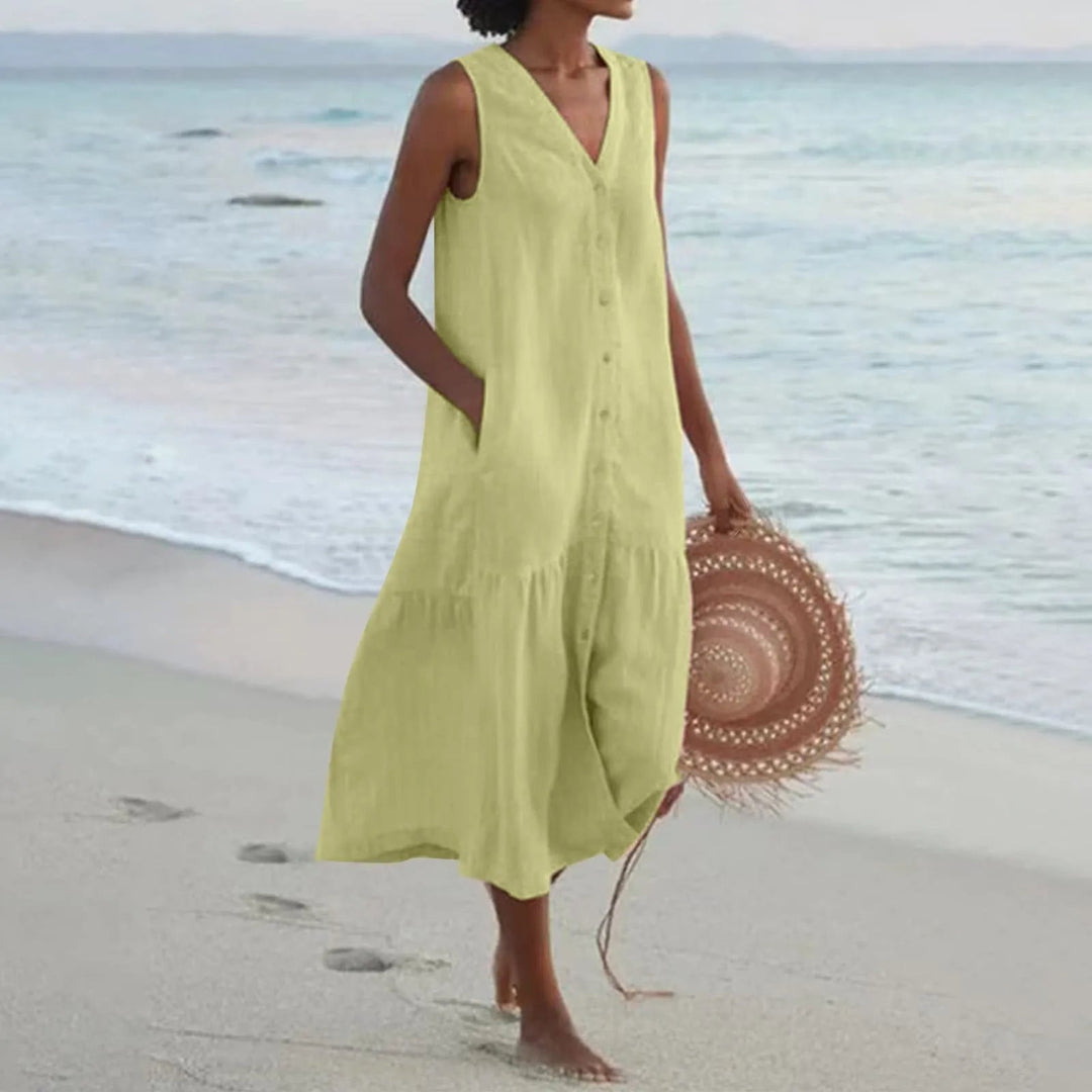 Zartes Leinenkleid für den Sommer in Grün