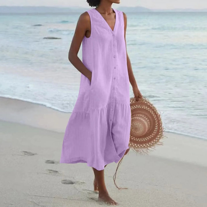 Zartes Leinenkleid für den Sommer in Lila
