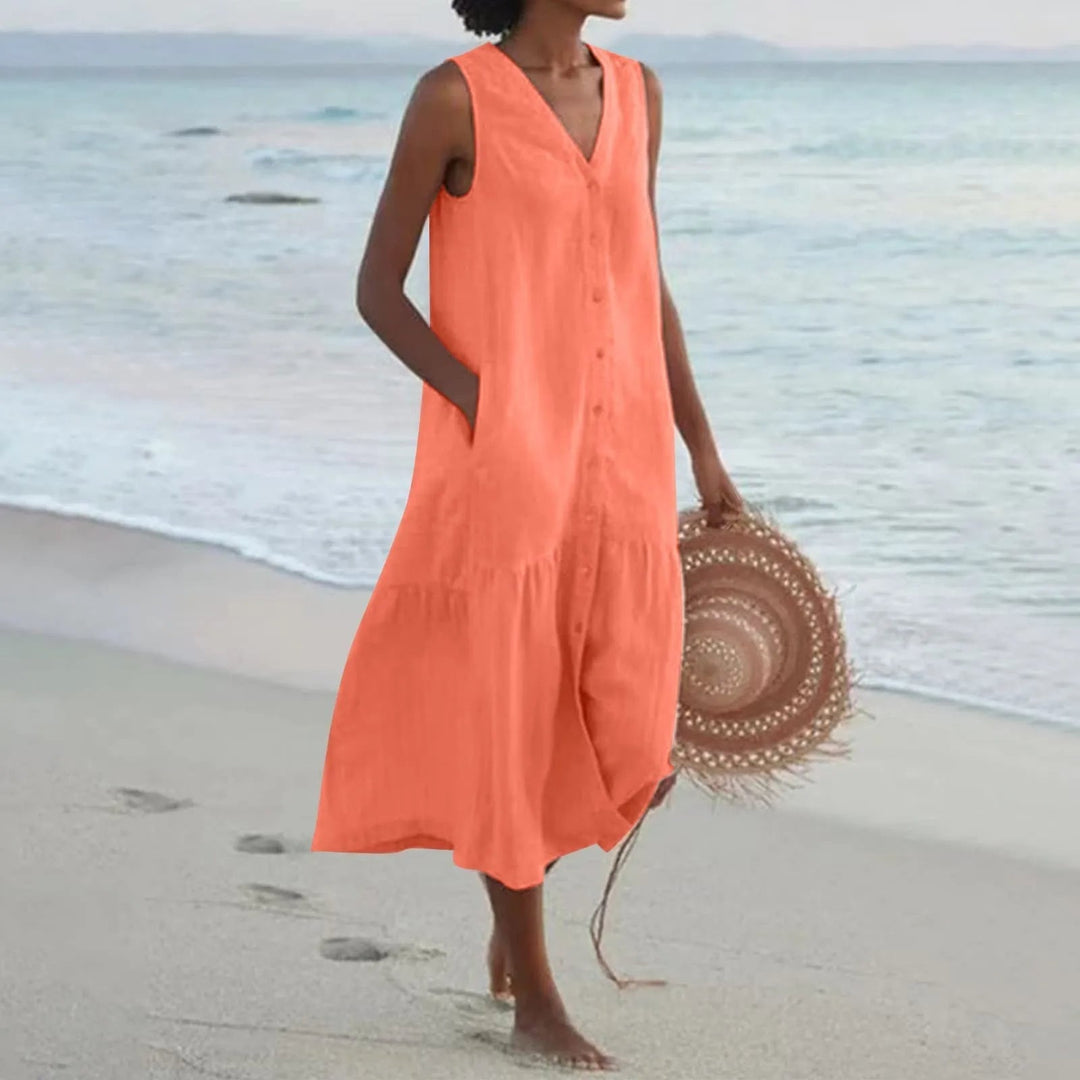 Zartes Leinenkleid für den Sommer in Orange