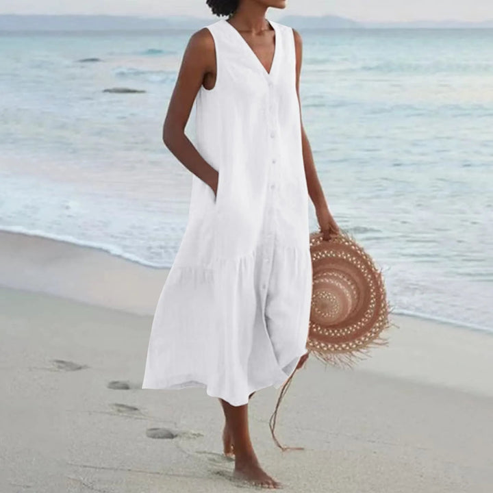 Zartes Leinenkleid für den Sommer in Weiß