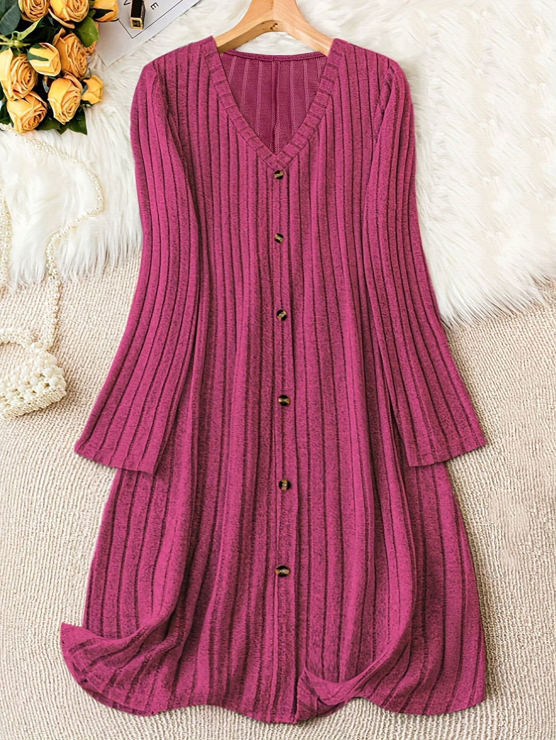 Zeitlos elegantes Herbstkleid in Rosa