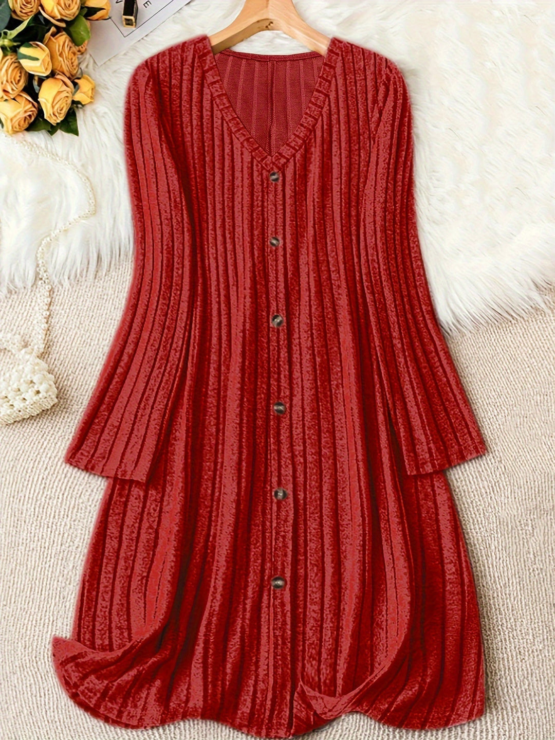 Zeitlos elegantes Herbstkleid in Rot