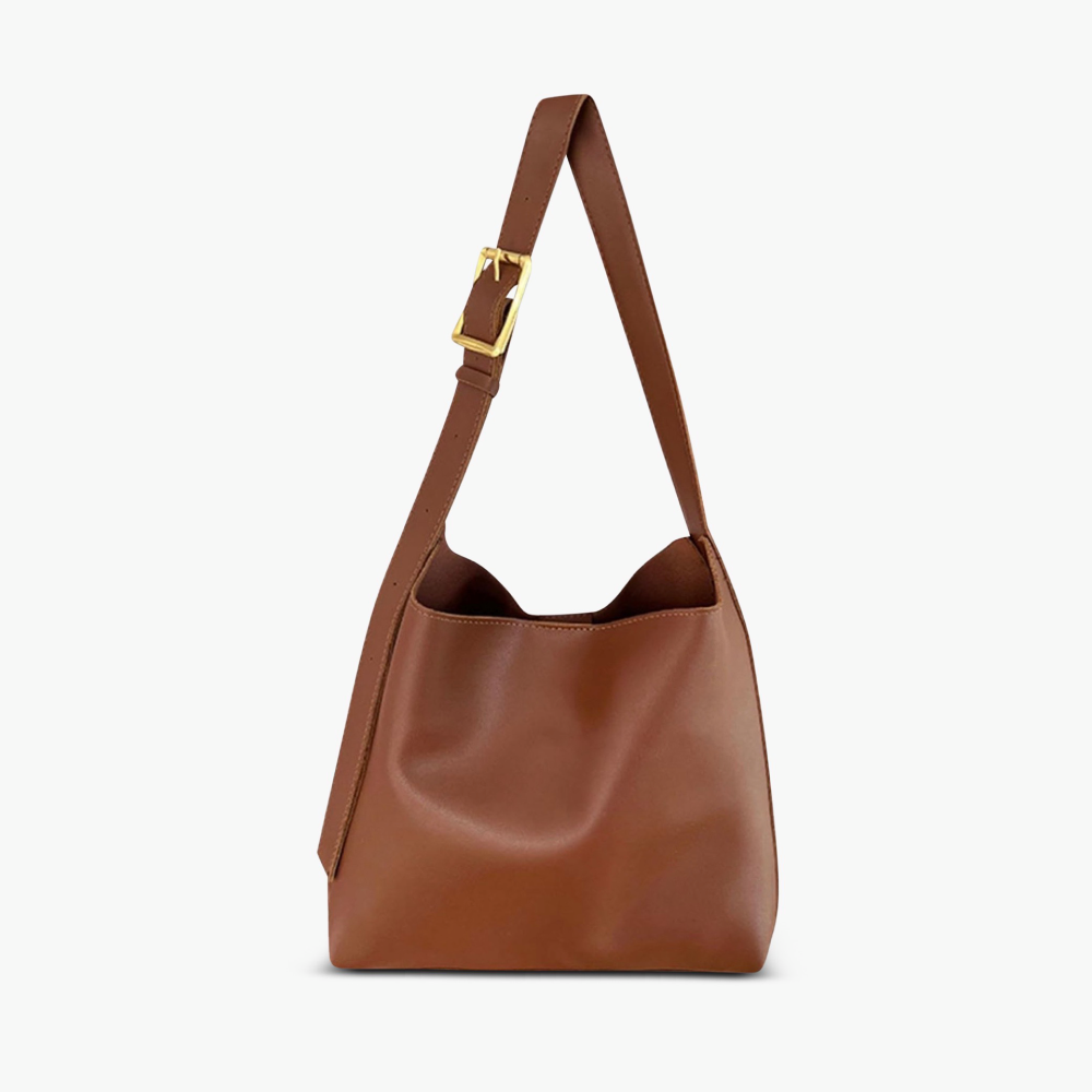Zeitlose Damen Handtasche mit eleganter Schnalle in Braun