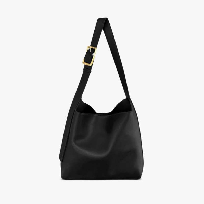 Zeitlose Damen Handtasche mit eleganter Schnalle in Schwarz