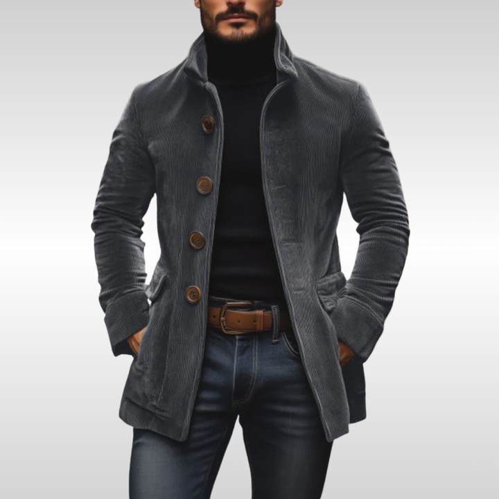 Zeitlose Herren Cord-Jacke im schlanken Schnitt in Grau