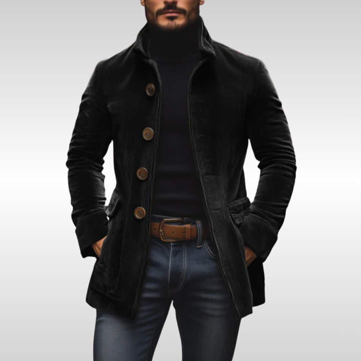 Zeitlose Herren Cord-Jacke im schlanken Schnitt in Schwarz
