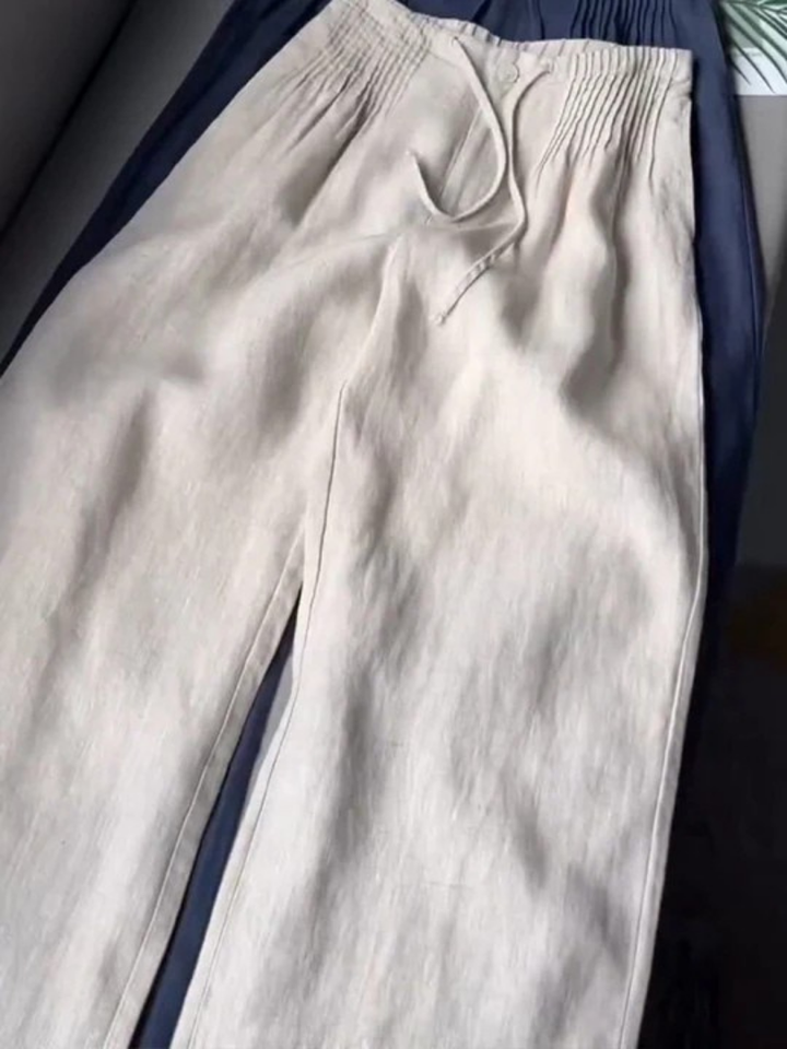Zeitlose Weitbeinige Sommerhose in Aprikose