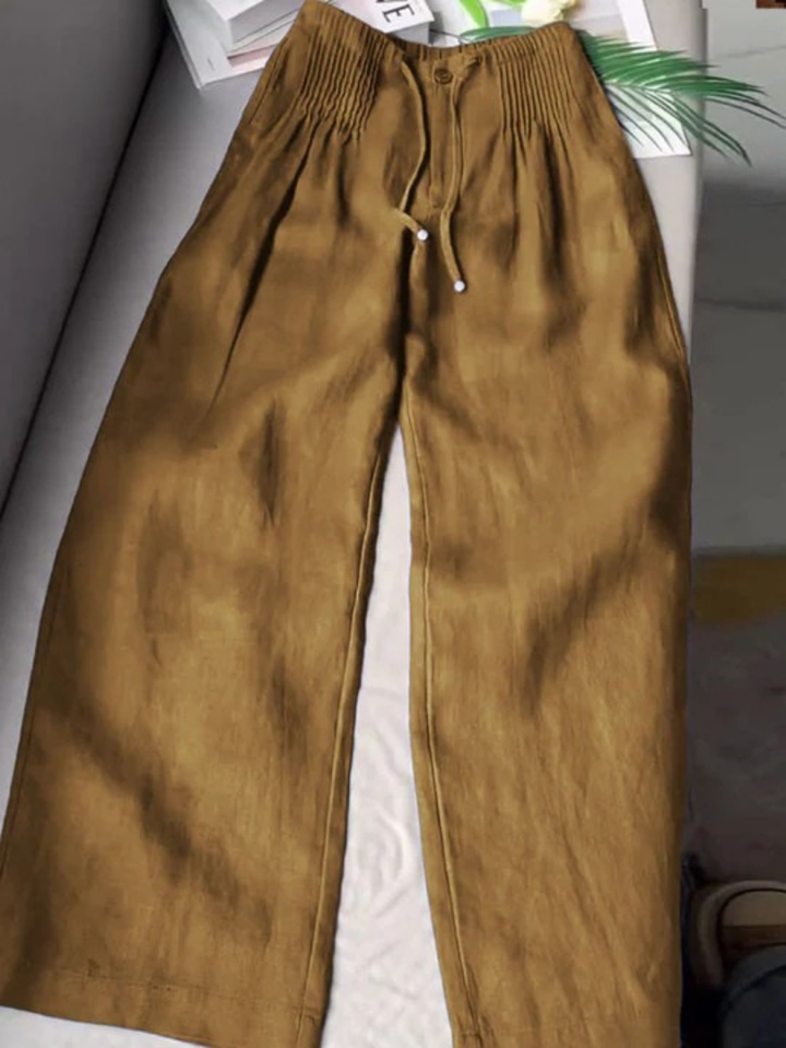 Zeitlose Weitbeinige Sommerhose in Khaki