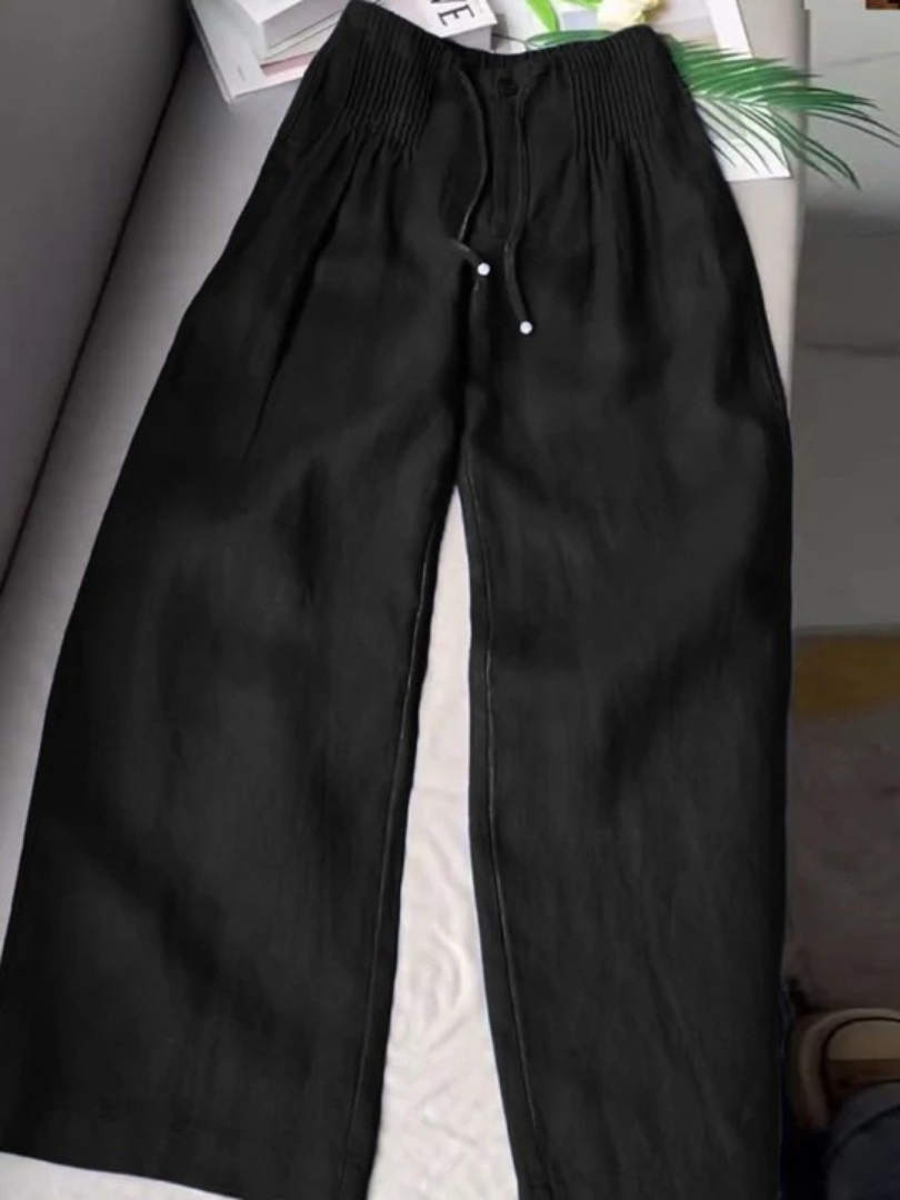 Zeitlose Weitbeinige Sommerhose in Schwarz