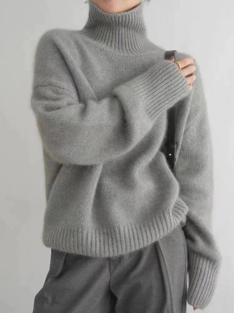 Zeitloser Damen Kaschmir Pullover in Grau