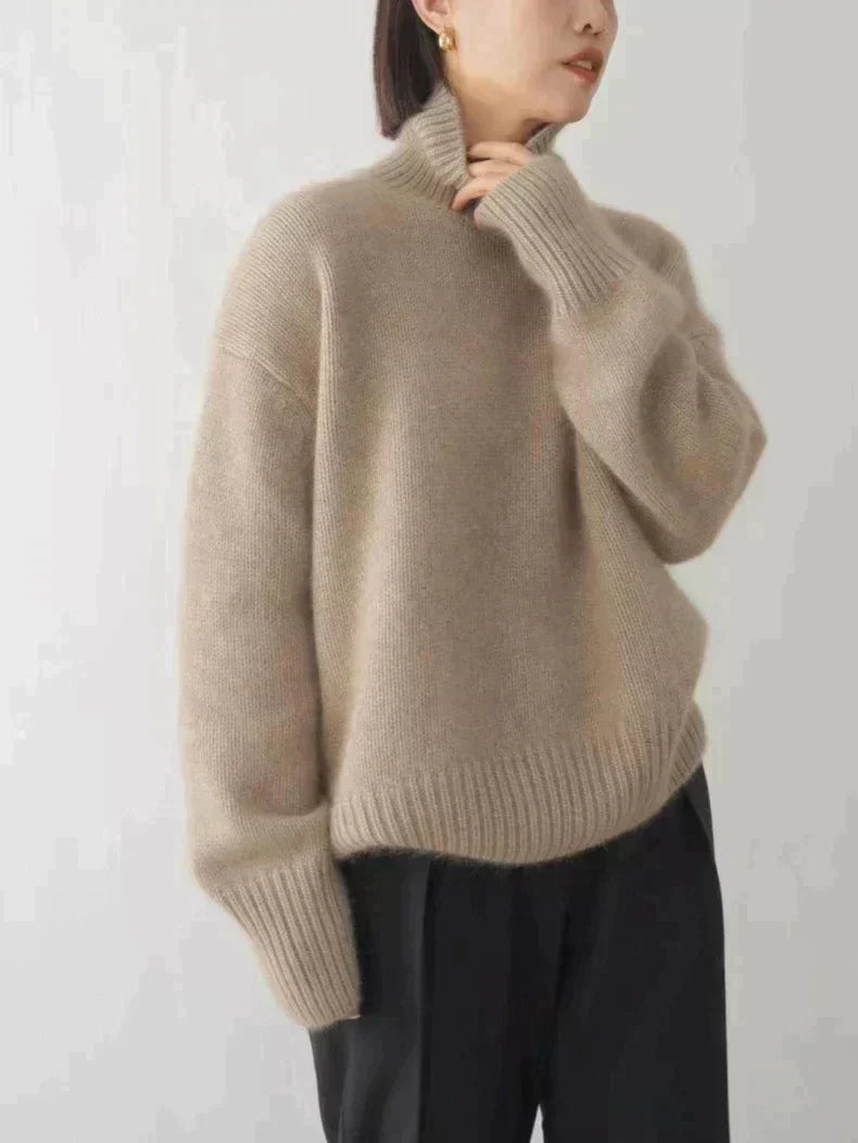 Zeitloser Damen Kaschmir Pullover in Khaki 1