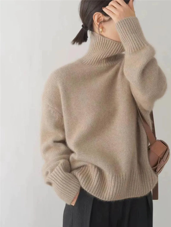 Zeitloser Damen Kaschmir Pullover in Khaki 2